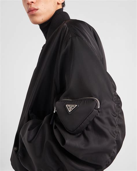 prada re nylon bomber jacket|Prada bomber jacket men.